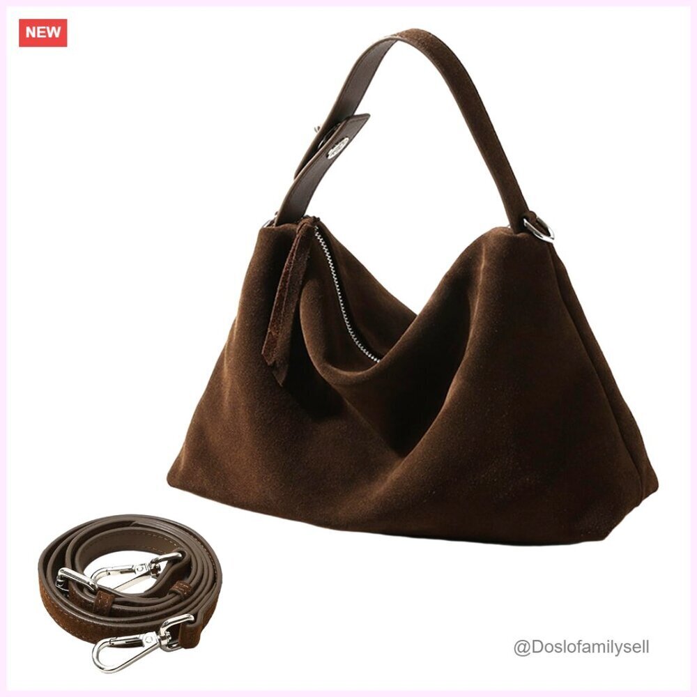 Genuine Leather Suede Tote Hobo Shoulder Crossbody Bag Vintage Slouchy Purse